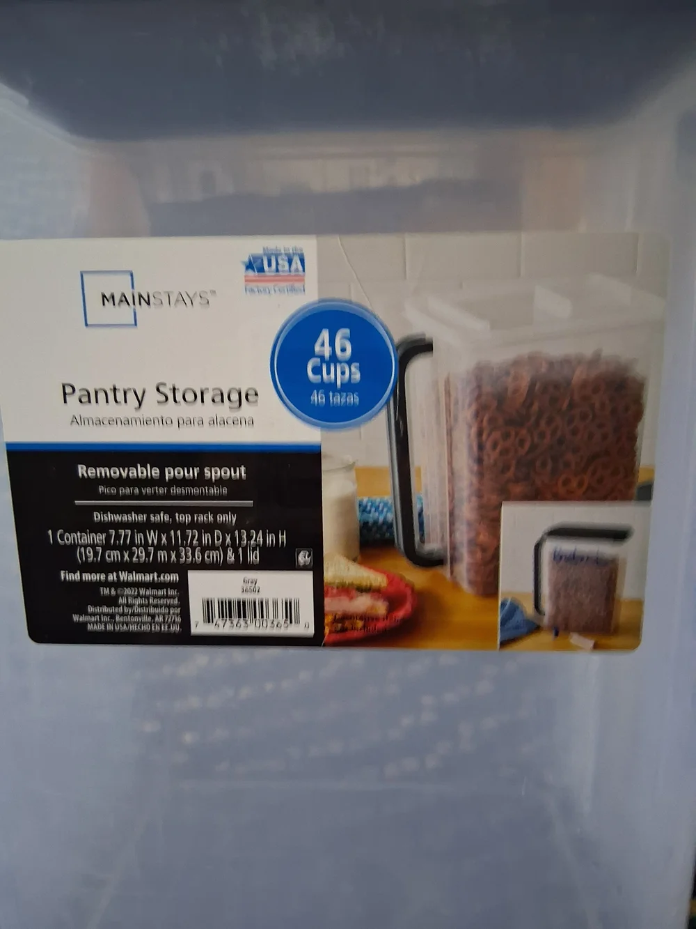 Mainstays Clear Pantry Pitcher with Dark Gray Lid and Handle 46 Cups